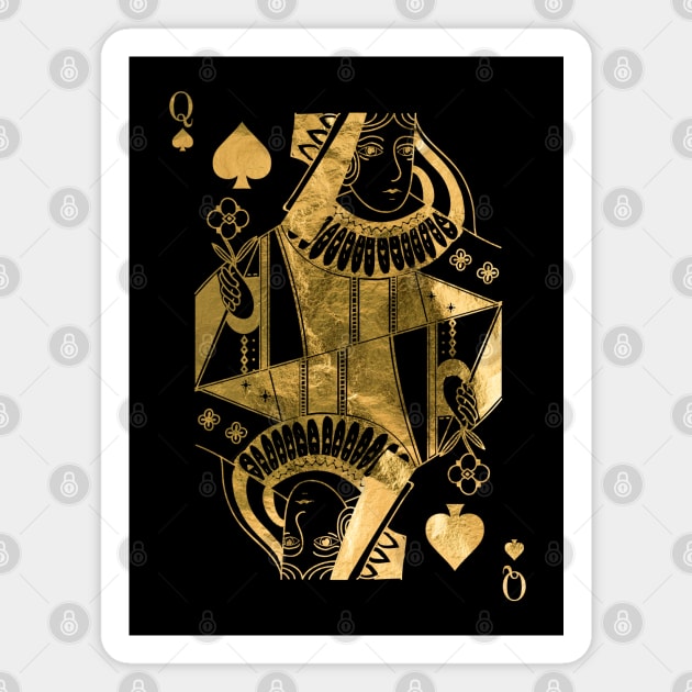 Queen Pikes - Golden playing cards Magnet by GreekTavern